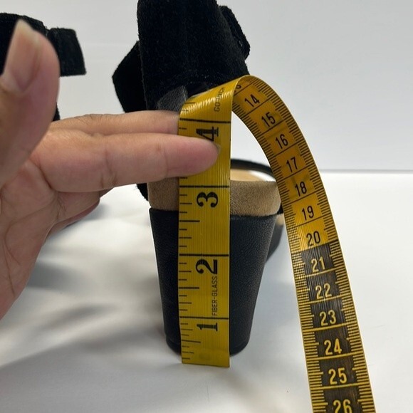 Lucky Brand Kanoa Sandals 7.5 Womens Black Tan Wedge Strappy Leather Open Toe - Picture 6 of 15